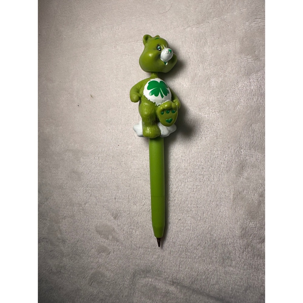 Care Bears Good Luck Bear Bobblehead Pen Green Clover Vintage TCFC Stationery